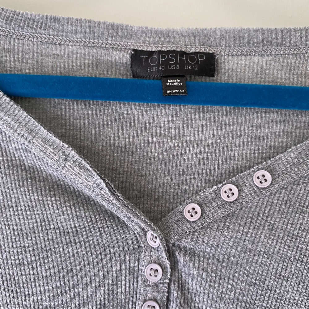 Topshop Grey Henley Lounge Longsleeve